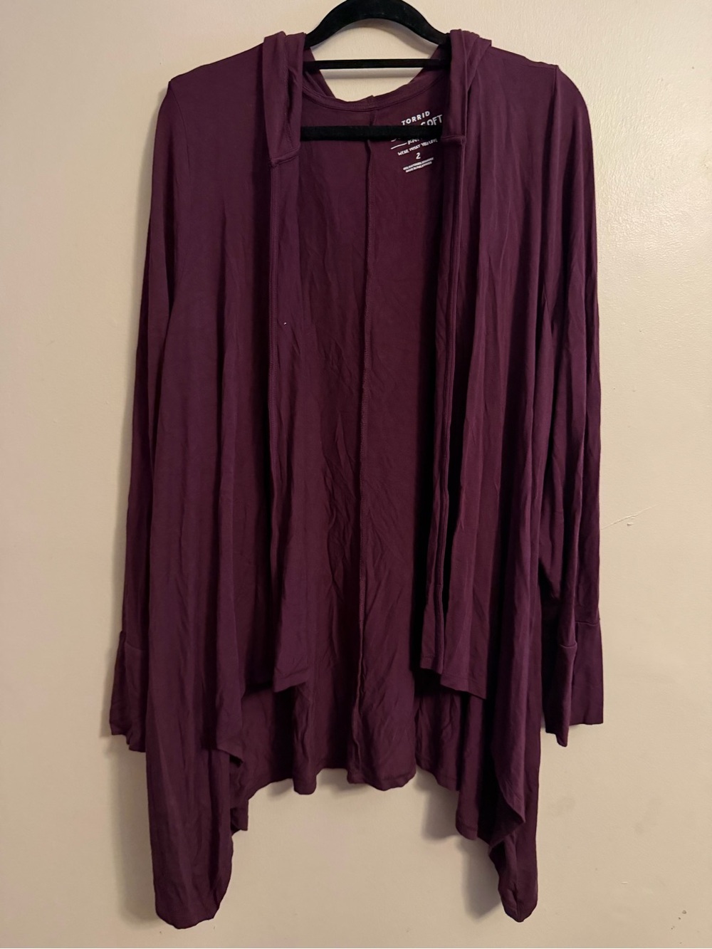 torrid Deep Plum Hooded Open Front Cardigan